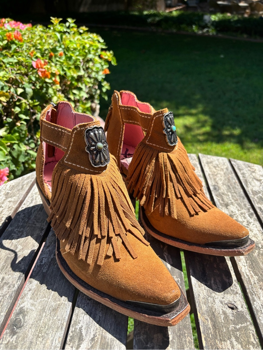 Junk Gypsy By Lane Fringe Suede Ankle Boots - Brown